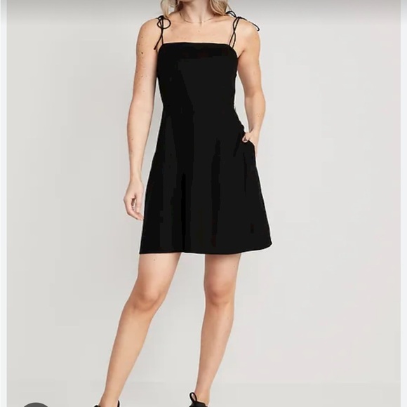 Old Navy Black Linen Tie Sleeve Mini Dress - Picture 1 of 6